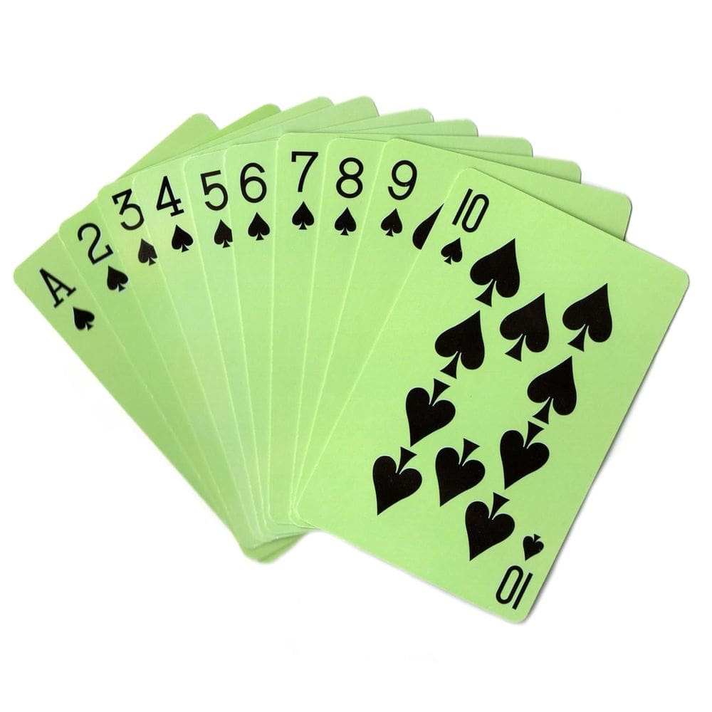 Baralho de cartas com 2 cartas: baralho de pôquer verde, 52 cartas e 2 coringas