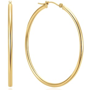 Brincos de argola Fanglcy em ouro 14K para mulheres 15/20/25/35/45/55 mm