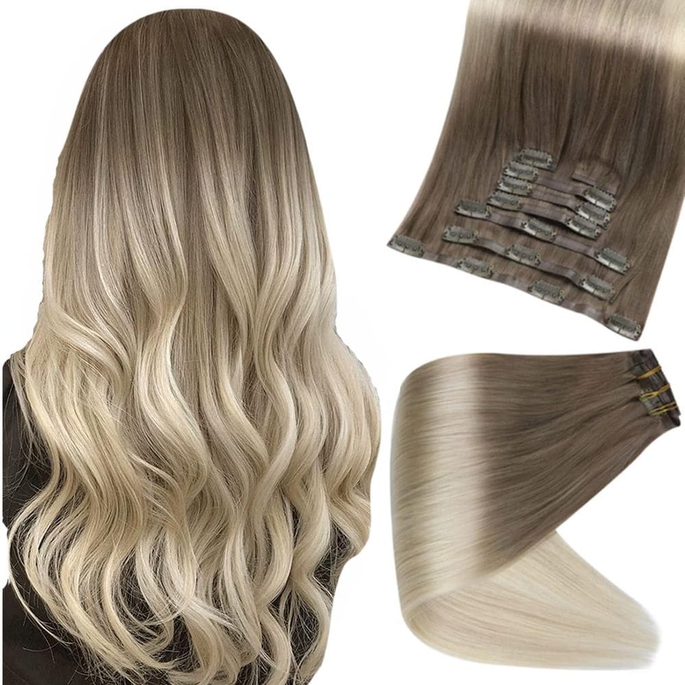 Extensões de cabelo Clip in Full Shine Blonde Ombre 45cm 120g