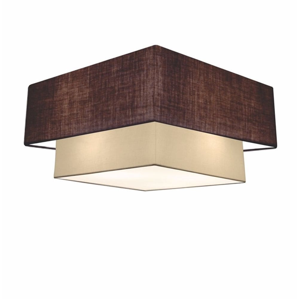 Plafon Duplo Quadrado Md-3022 Cúpula em Tecido 25/50x35cm Café / Bege - Bivolt