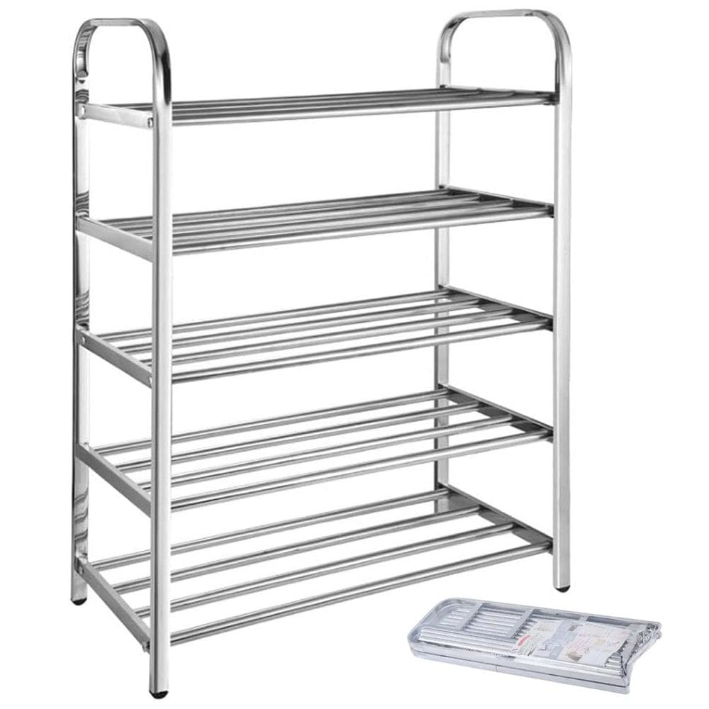 Sapateira Prateleira Inox 5 Andares Calçado Tenis Sapato Sandalia Hall de Entrada Rack Organizçao Resistente Multiuso