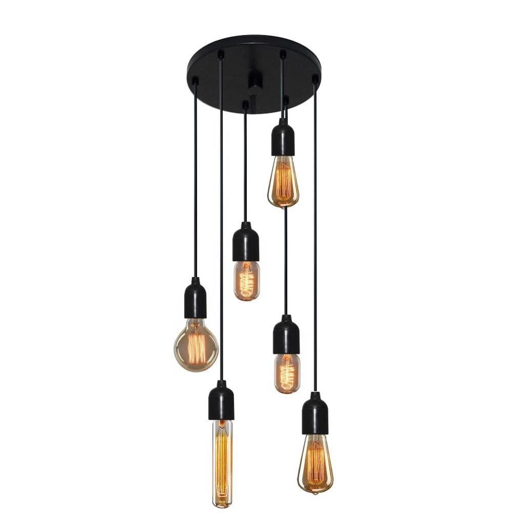 Lustre Pendente Luminária Retro Md-4162/6 Suporte Para Lâmpada / Não Inclusa - Bivolt