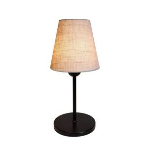 Abajur de Mesa Md-2005 Base Aluminio Preto Cúpula em Tecido Cone Rustico Bege - Bivolt
