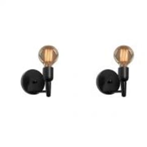 Kit/2 Arandela Retro Parede Md-2028 Preto Suporte Para Lâmpada - Bivolt