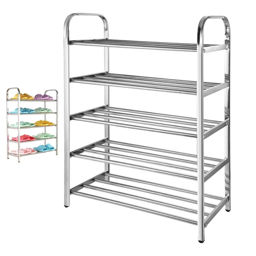 Sapateira Prateleira Inox 5 Andares Sapato Tenis Sandalia Calçado Organizaçao Hall de Entrada Rack Entrada Multiuso