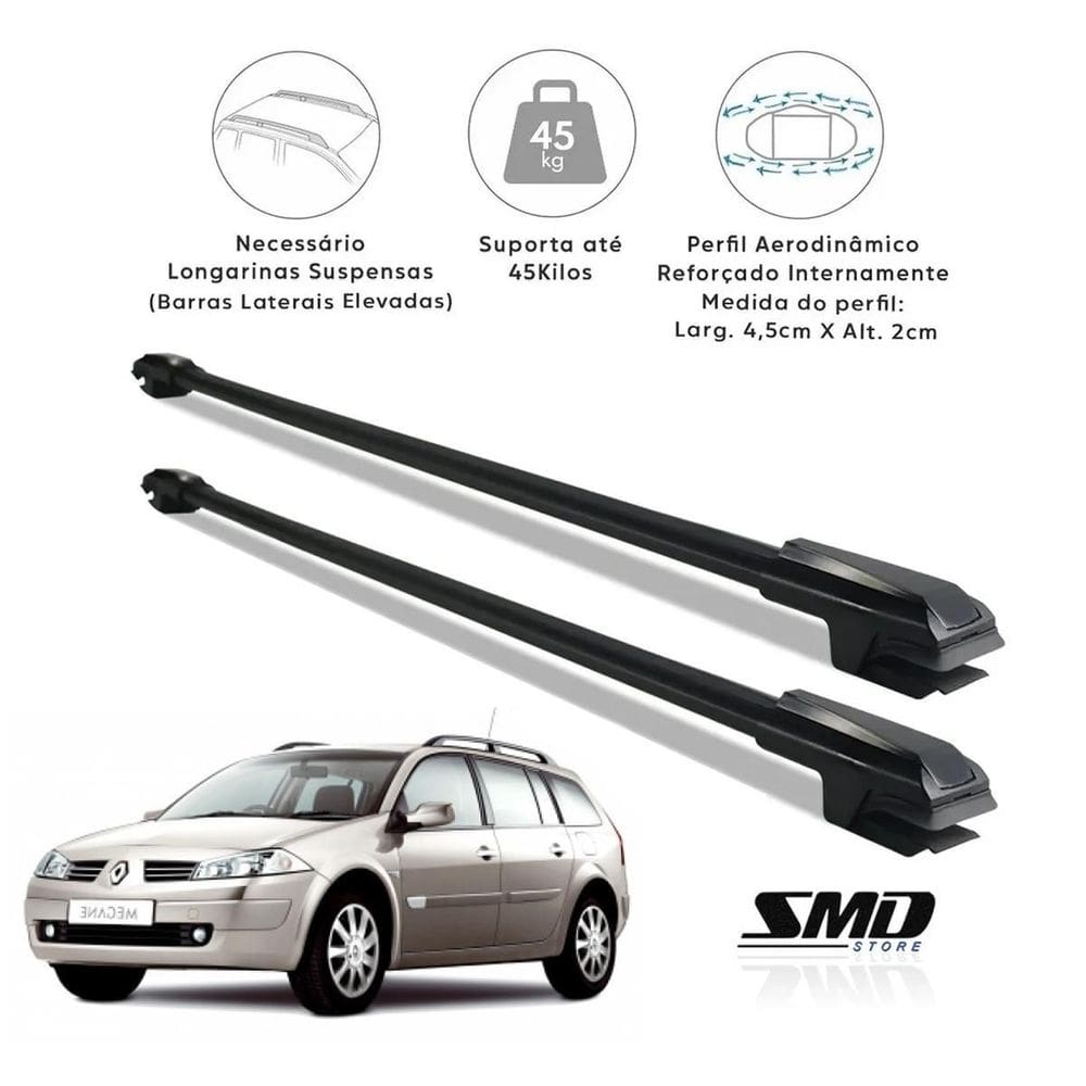 Rack Travessa Teto Megane Grand Tour Wagon 2006 A 2012 Preto