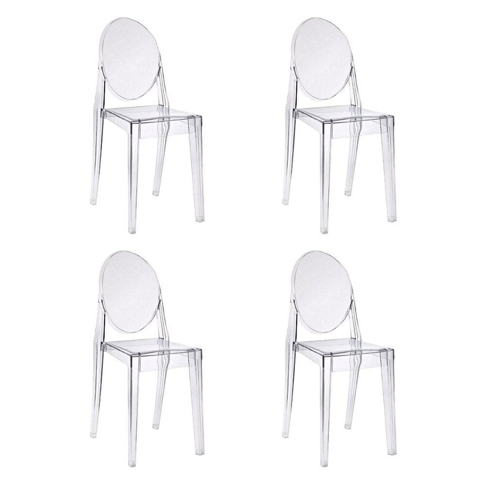 Kit com 4 Cadeiras para Sala de Jantar Viena Incolor