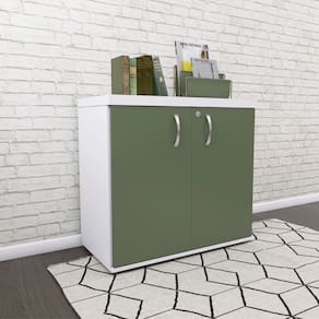 Armário para Escritório 2 Portas com Chave Branco/Salvia