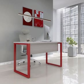 Escrivaninha para Escritório 73,5cm X 150cm Cinza/Vermelho