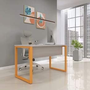 Escrivaninha para Escritório 73,5cm X 150cm Cinza/Laranja Picasso