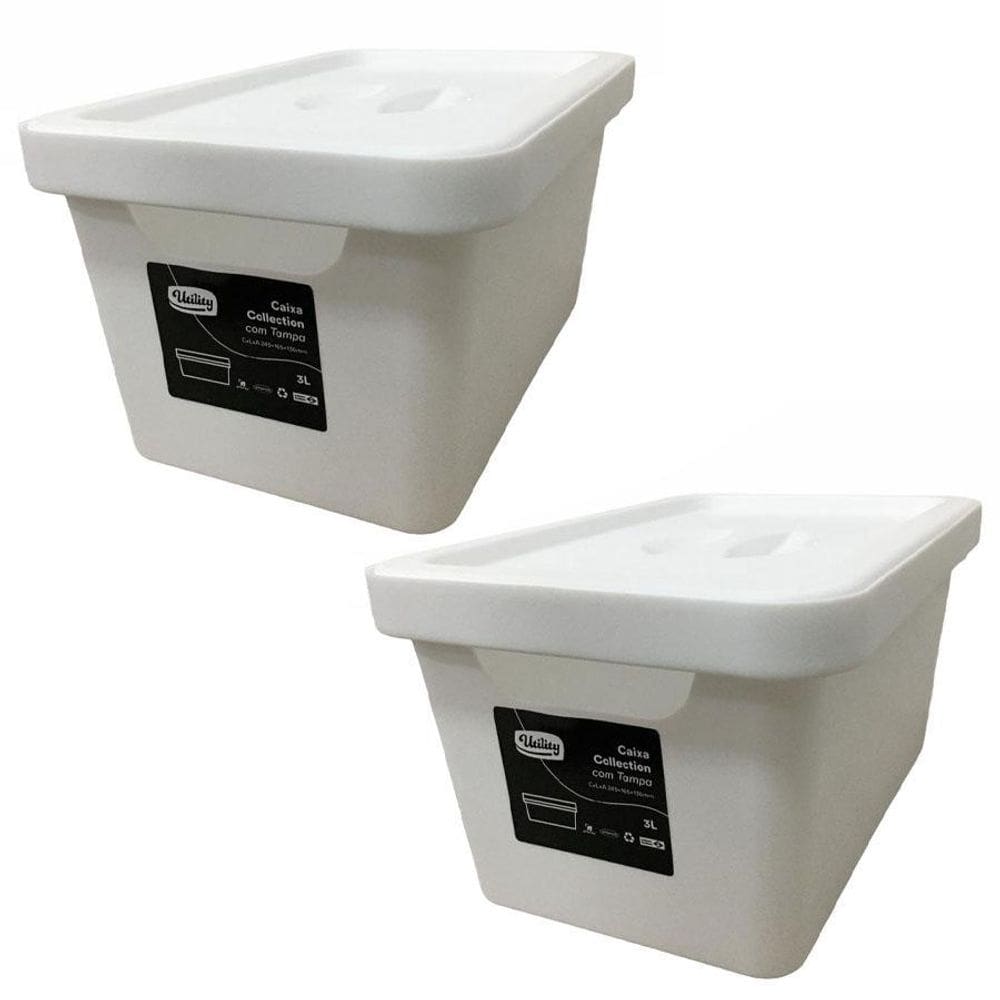 Kit 2 Caixas Organizadoras Collection Com Tampa 3L Branca