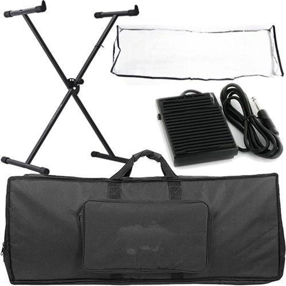 Kit Para Teclado 6/8 Com Capa + Pedal + Suporte + Cobertura