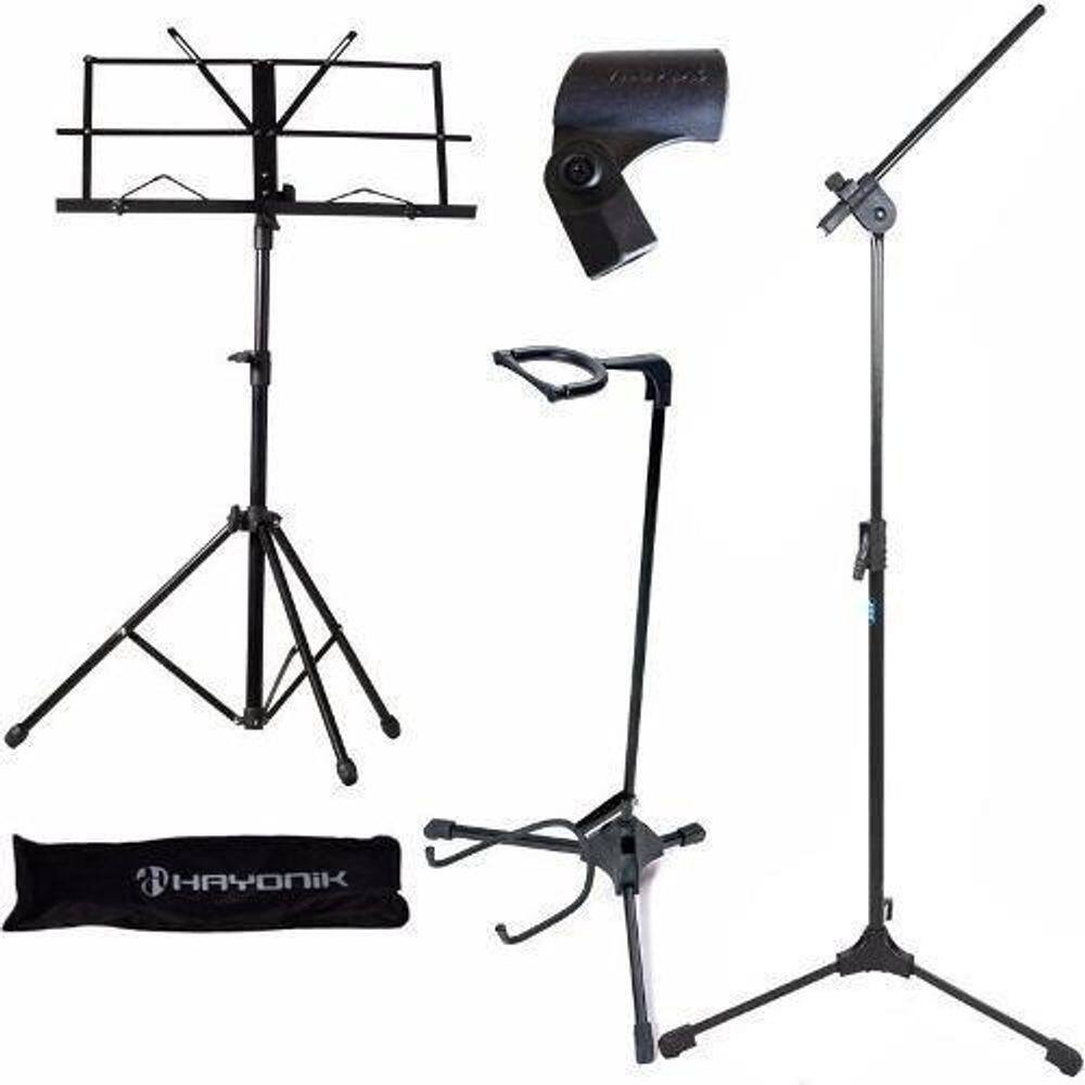 Kit Suporte Violão + Estante Partitura + Pedestal Microfone