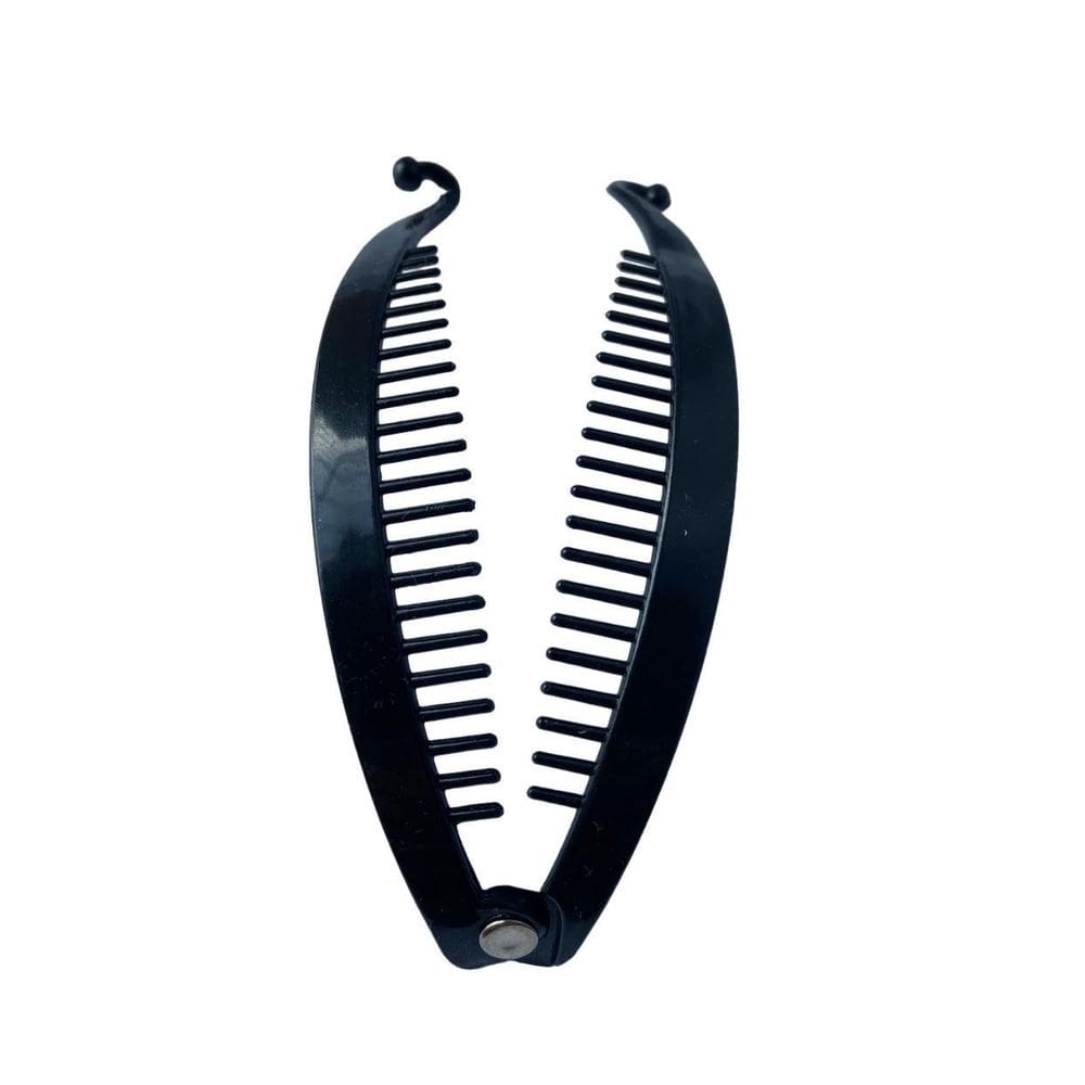 Kit 2 Presilhas De Cabelo Preta Estilo Banana Com Pente 14Cm