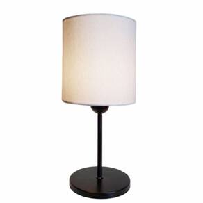 Abajur de Mesa Md-2010 Base Preto Cúpula em Tecido Cilindrica 14x15cm Branco - Bivolt