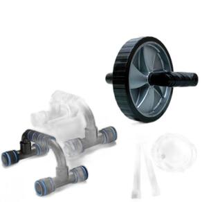 Kit Roda Abdominal Rolinho Com Apoio Flexão Tríceps E Corda