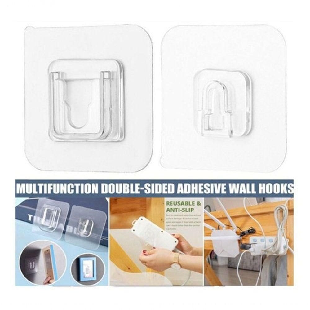 Gancho Adesivo Macho Fêmea Dupla Face Transparente Sem Furos