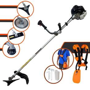 Roçadeira Profissional Anmax CG430B À Gasolina 43cc 1,7HP 4 Opções de Corte Com Lâmina Facão, Lâmina 3 Pontas, Lâmina 40 Dentes e Carretel de Nylon