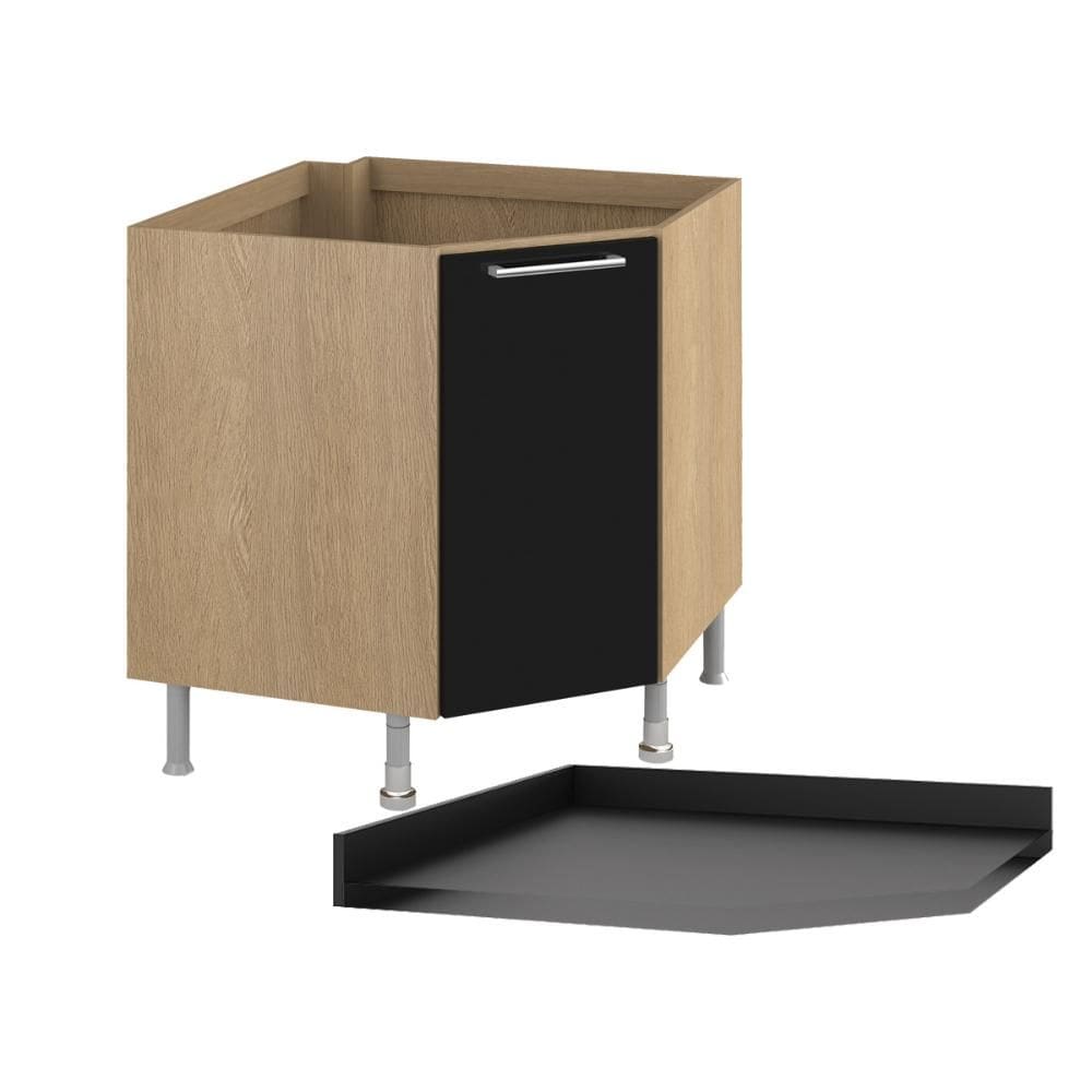 Balcão Ditália Aspen Canto c/ Tampo Carv/Preto CD-106 Cozy
