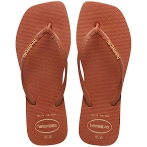 Chinelo Havaianas Slim Square Logo Pop Up Feminino - Marrom