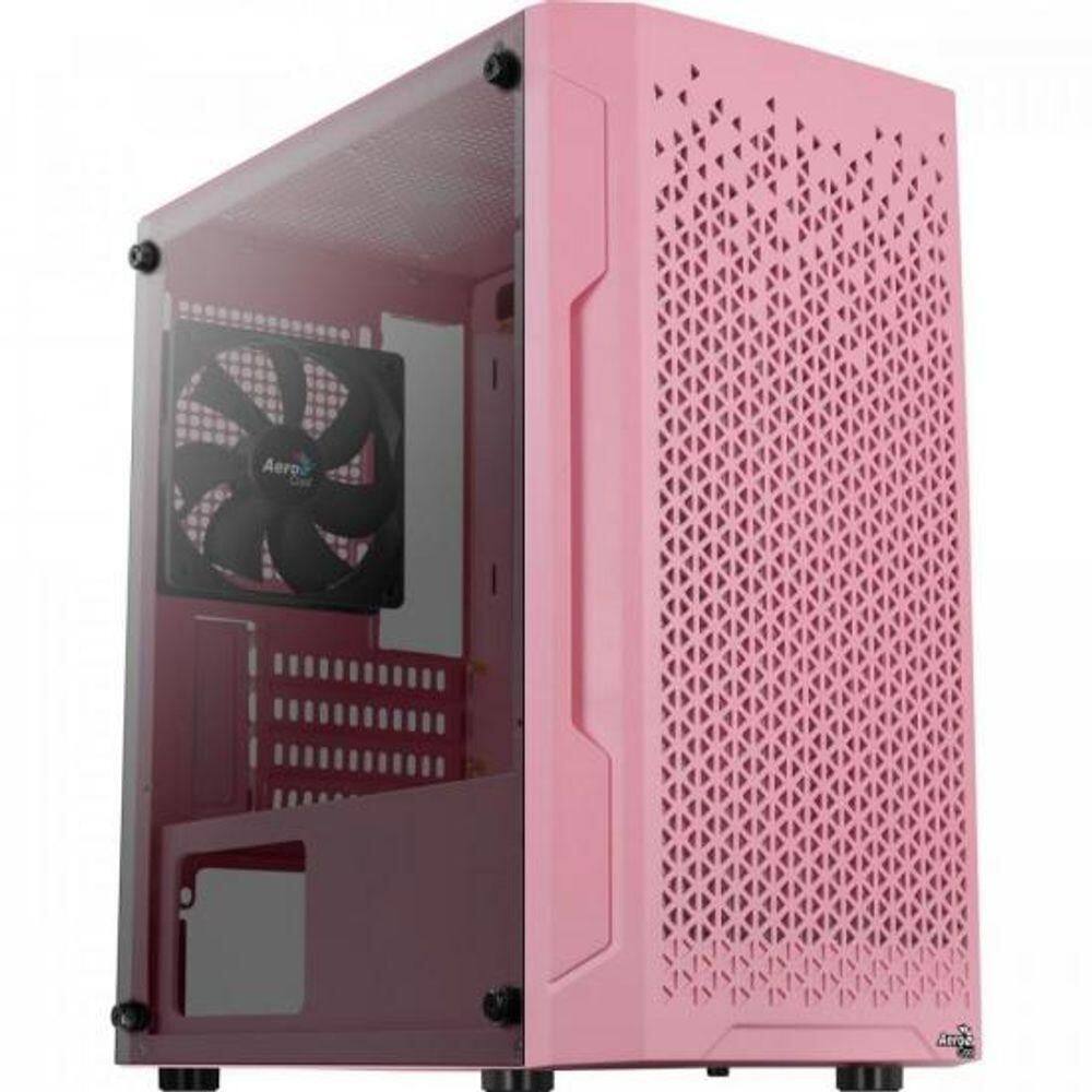 Gabinete Gamer Aerocool Trinity Mini Rosa Lateral Vidro [f002]