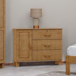 Cômoda 3 Gavetas 1 Porta em Madeira Maciça Linha Bronze 1139FN Freijó Finestra