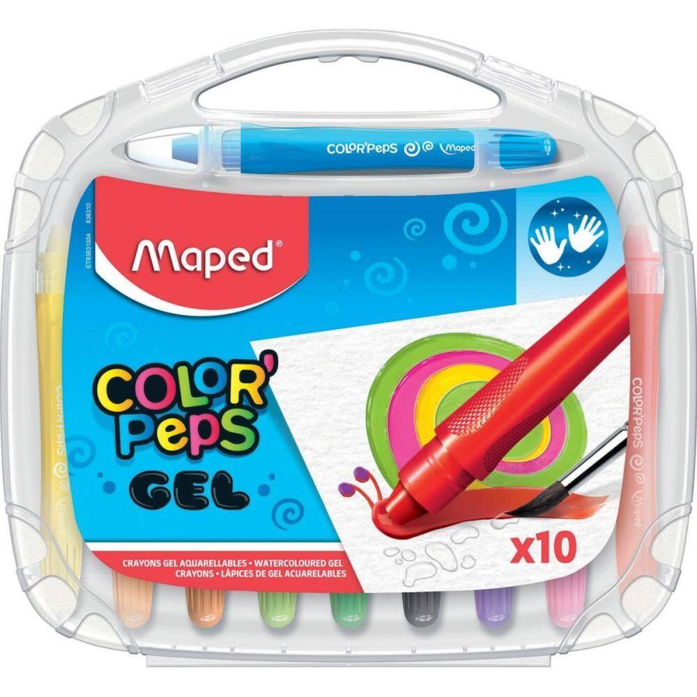 Giz De Cera Fino Gel Color Peps Aquar 10 Cores - Maped
