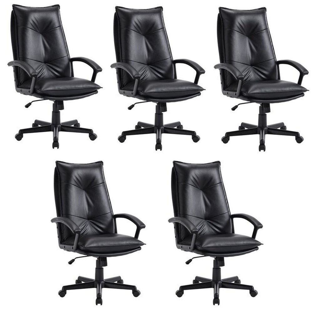 Kit 5 Cadeiras para Escritório Denver Courino Preto
