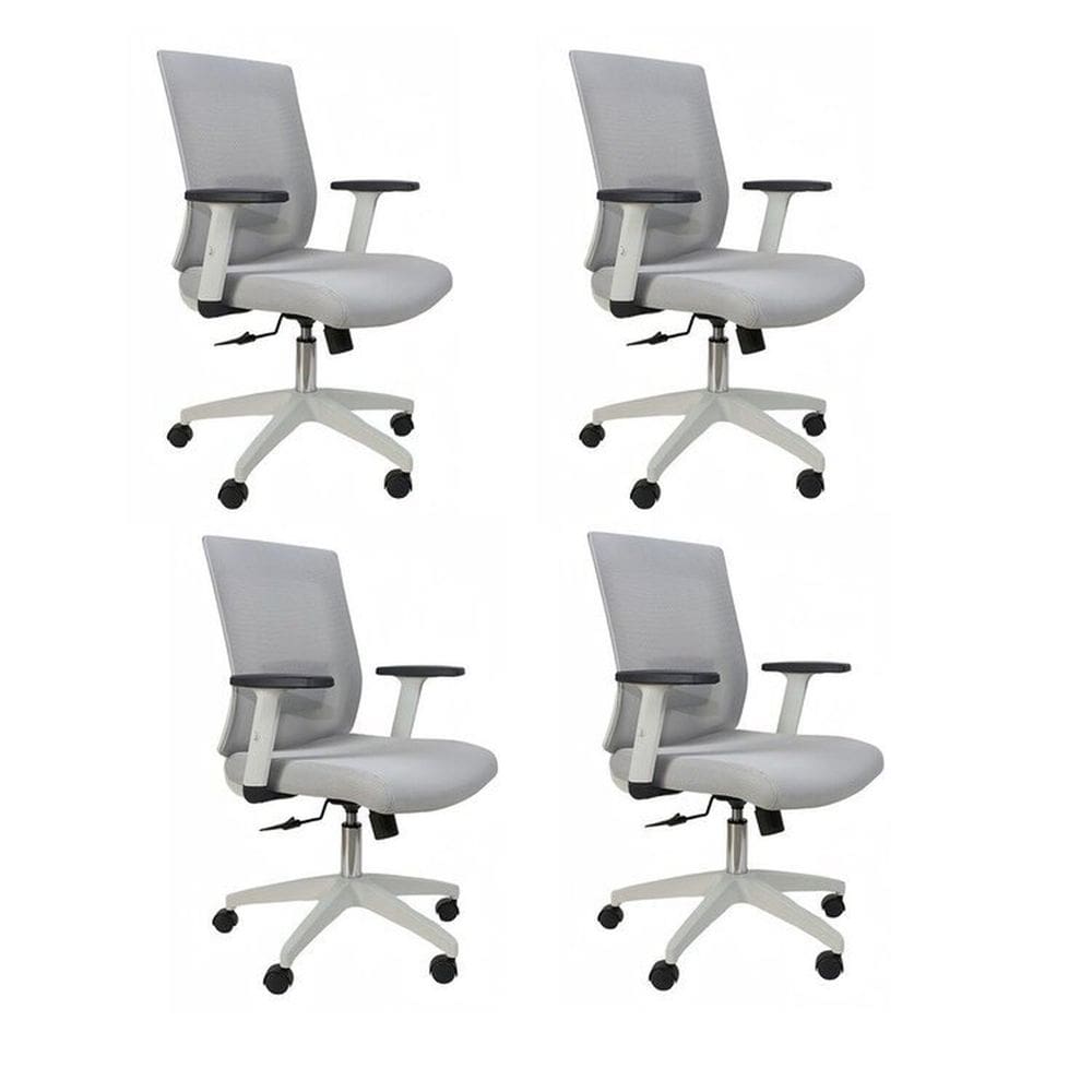 Kit 4 Cadeiras para Escritório Diretor Giratória Dakota Cinza