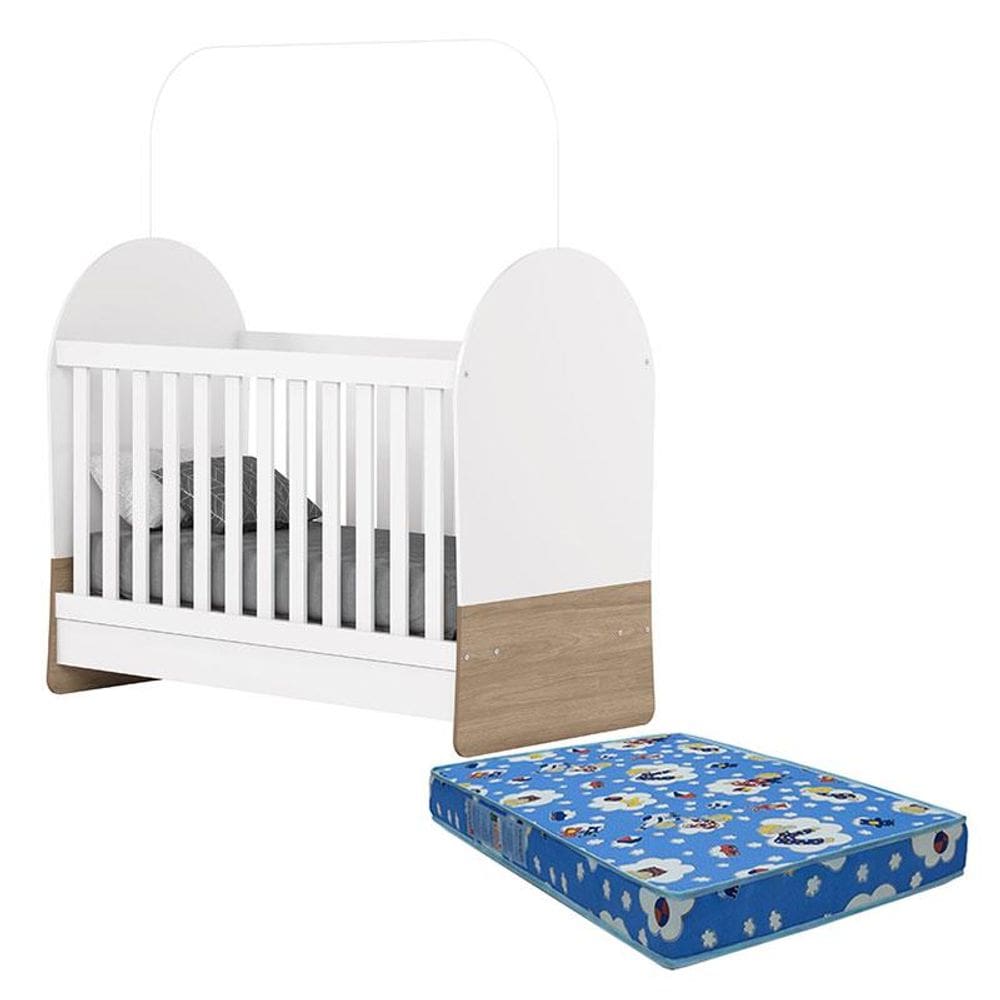 Berço Mini Cama Magia Branco Jequitibá HP com Colchão 130x60 Ortobom - Henn