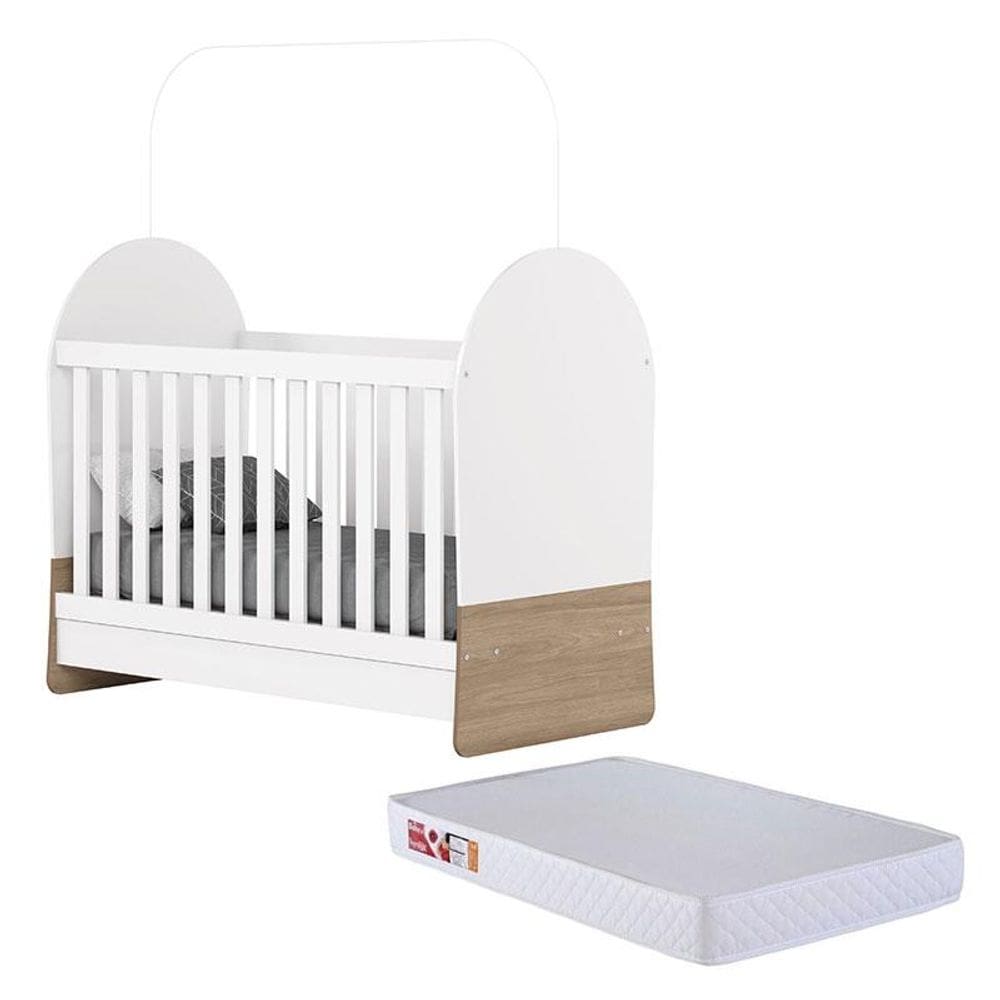 Berço Mini Cama Magia Branco Jequitibá HP com Colchão 130x60 Prorelax - Henn