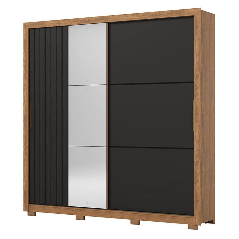 Guarda Roupa Casal Vasti 2 Portas Nature Preto HP - Henn