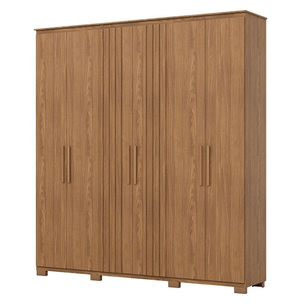 Guarda Roupa Casal Ávila 6 Portas 4 Gavetas com Pés Nature Fosco - Henn
