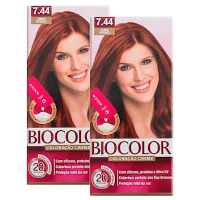 Kit 2X Tintura Creme Biocolor Cobre Intenso 7.44 Mini Kit