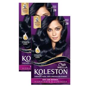 Kit 2X Tintura Creme Koleston Wella Preto Azulado 28