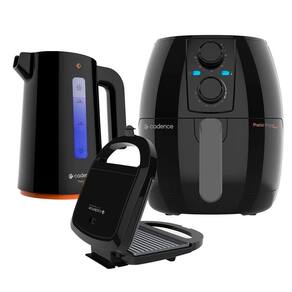 Kit Trio Black Cadence Fritadeira 3L Chaleira Sanduicheira 220V