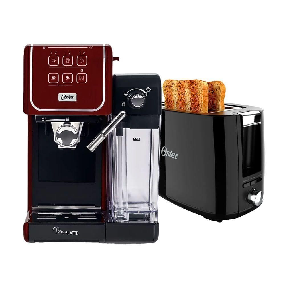 Kit Cafeteira Primalatte Touch Red E Torradeira Oster 110V