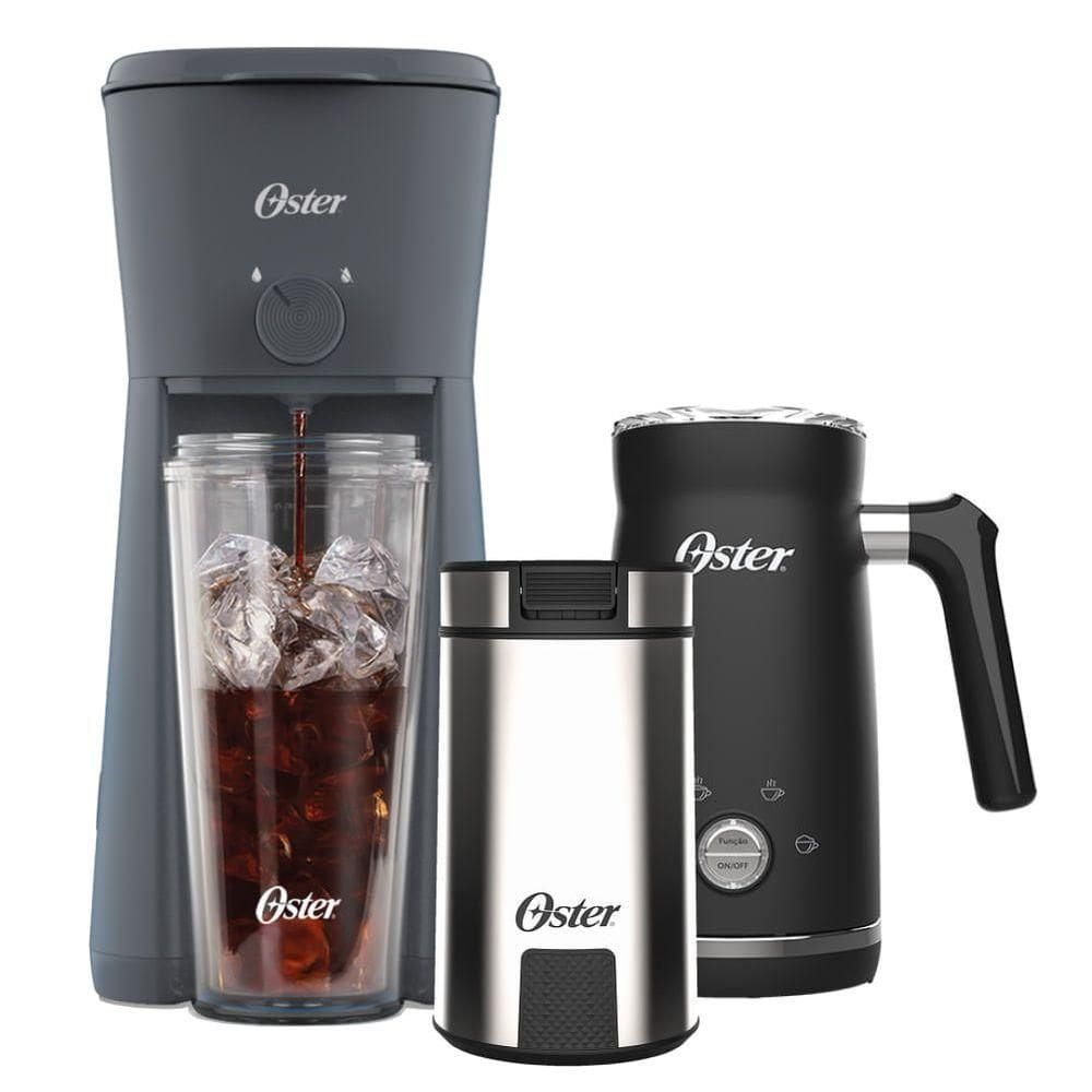 Kit Completo Café Gelado - Cafeteira Espumador Moedor Oster 220V