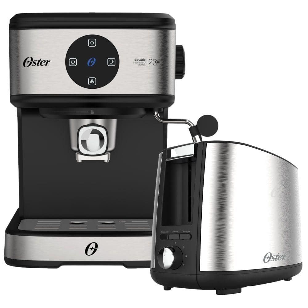 Kit Espresso Oster - Cafeteira Double E Torradeira Inox 220V