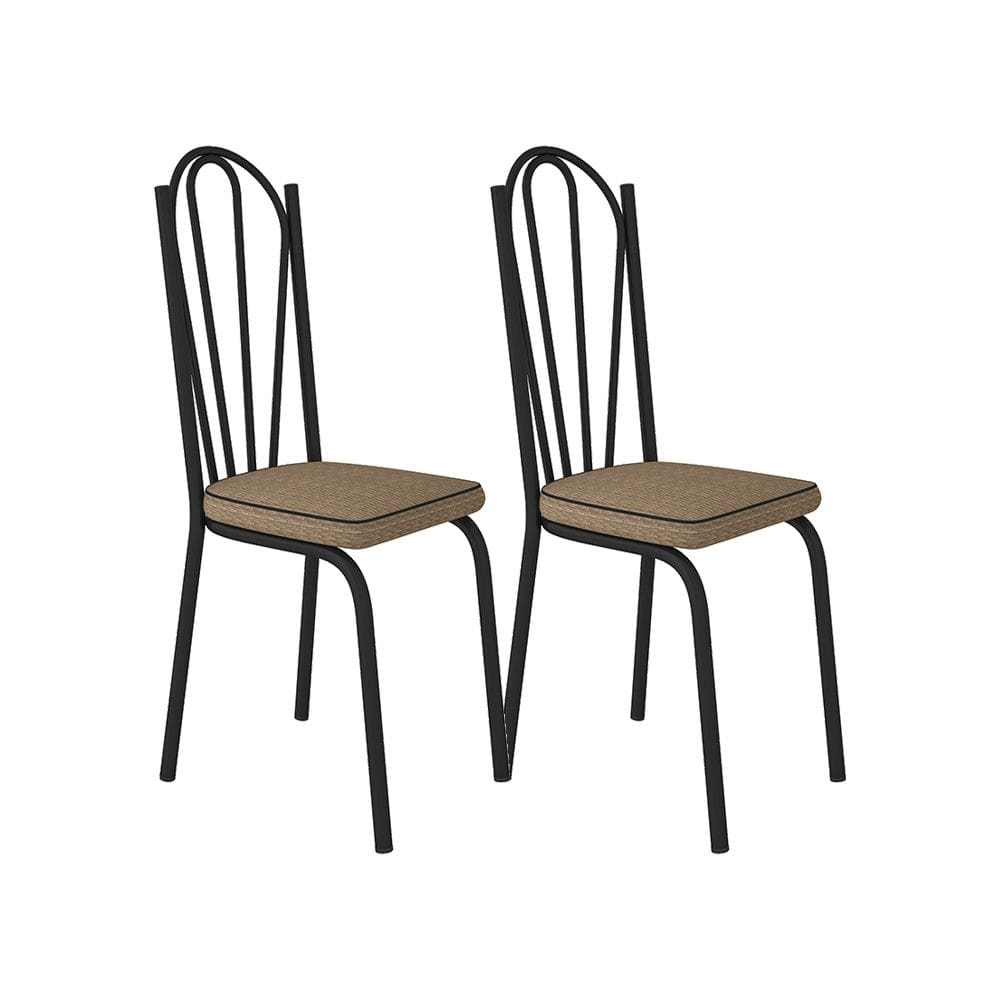 Kit Com 02 Cadeiras 121 Preta Corino Rattan Artefamol