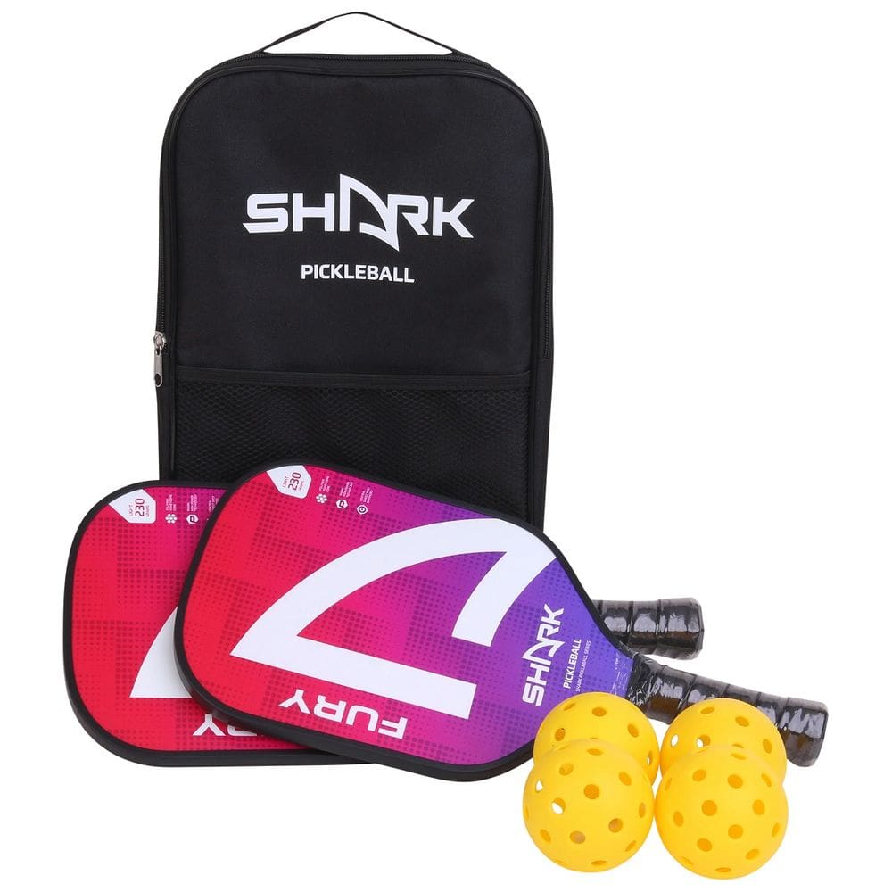 Kit Shark Pickleball - 2 Raquetes, 4 Bolas e 1 Capa de Transporte