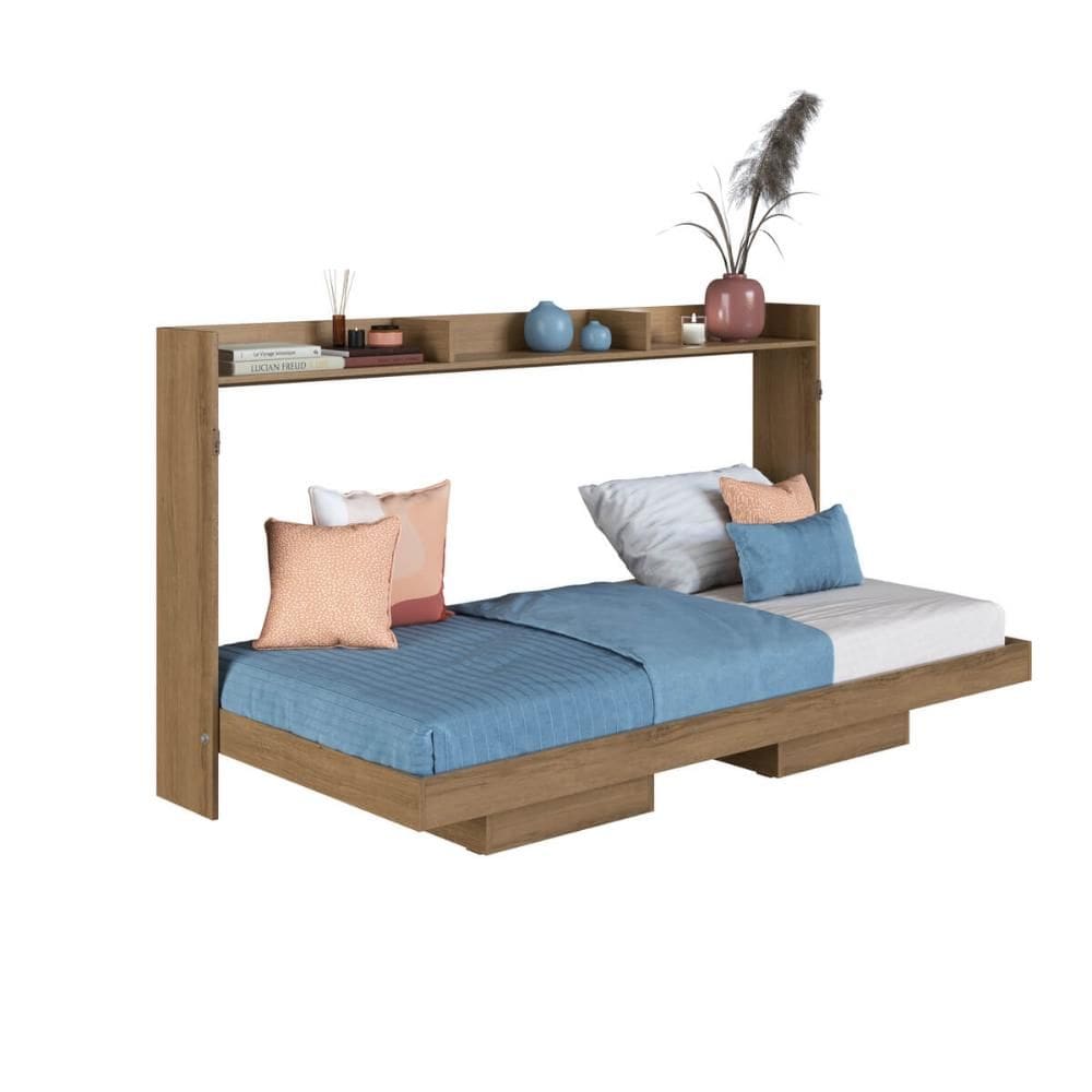 Cama Articulada Solteiro Horizontal com 2 Nichos 1 Prateleira CH1080 80cm - Art In Móveis