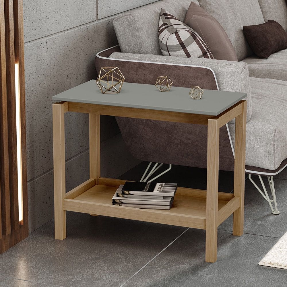 Mesa Lateral Barcelona Madeira Maciça e MDF 2150VZ Oak Ferrolack Finestra