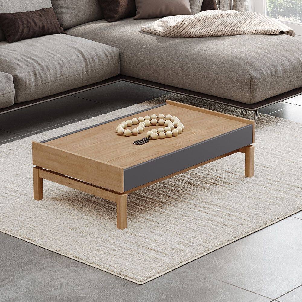 Mesa de Centro Barcelona Madeira Maciça e MDF 2151UC Tauari Concret Finestra