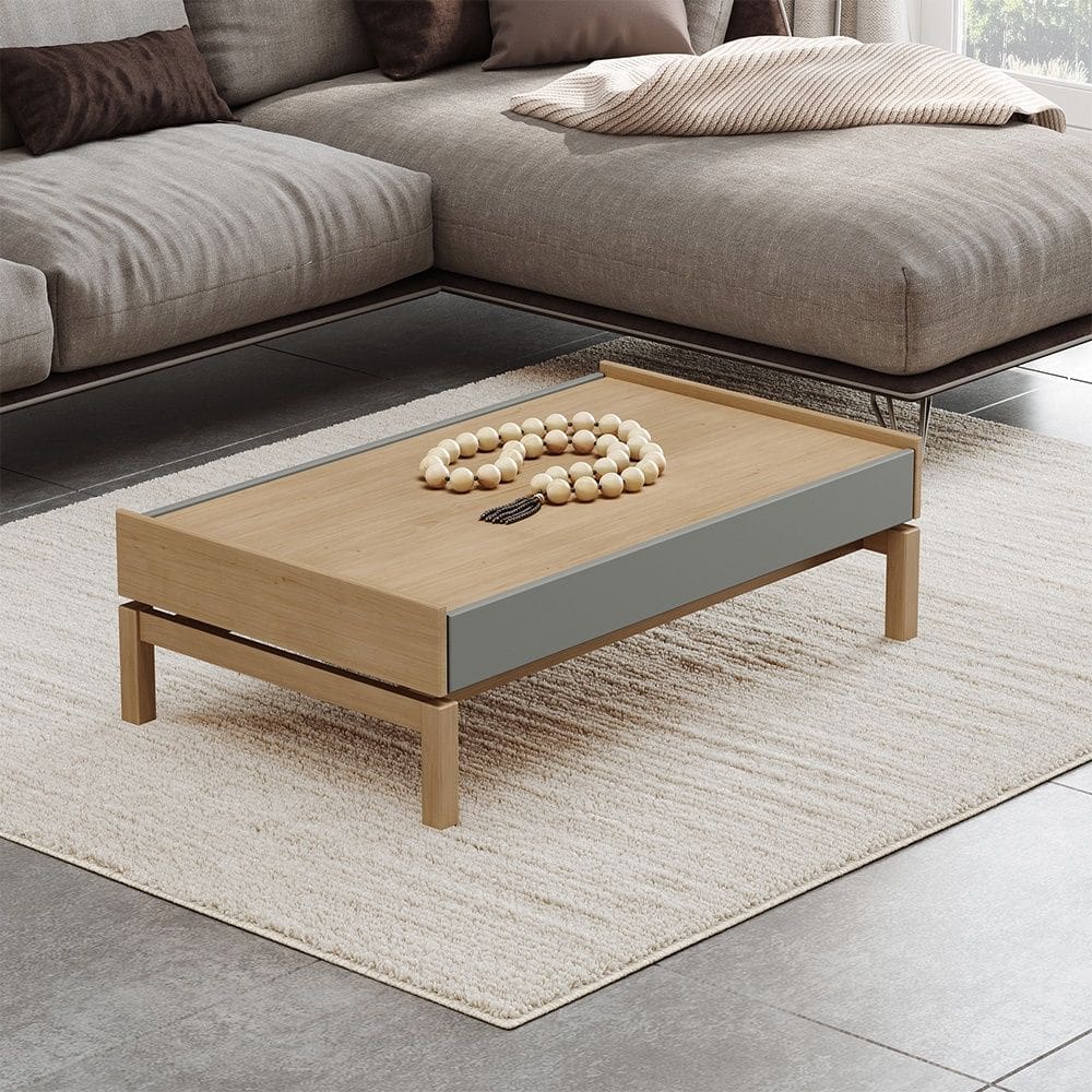 Mesa de Centro Barcelona Madeira Maciça e MDF 2151VZ Oak Ferrolack Finestra