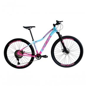Bicicleta Aro 29 Ksx Sd7 Feminina 12v Garfo Com Trava K7 11/50 Freios Hidráulicos Kit 1x12 - Rosa/azul Tam. 17