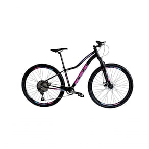 Bicicleta Aro 29 Ksx Sd7 Feminina 12v Garfo Com Trava K7 11/50 Freios Hidráulicos Kit 1x12 - Preto/pink/azul Tam. 17