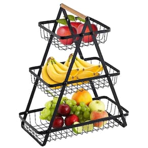 Fruteira Cesto Triplo Organizador Aramado Fruta Legumes Cozinha Mesa Bancada Escritorio Utensilios Multiuso Moderno