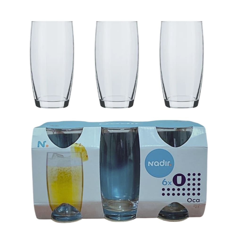 Jogo De Copos Em Vidro Nadir Oca 400Ml 6Un R7629
