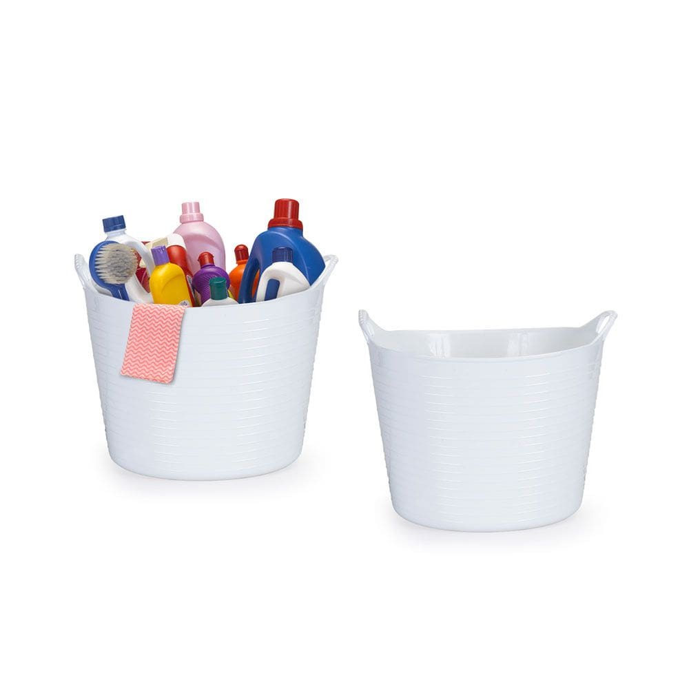 Balde Branco Multiuso Flexivel Cesto Organizador 25L e 30L